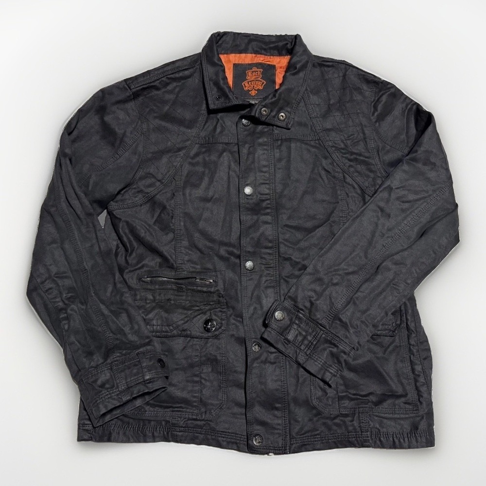 Rock Revival Waxed Moto Field Jacket Men's L Biker‎ Streetwear Style